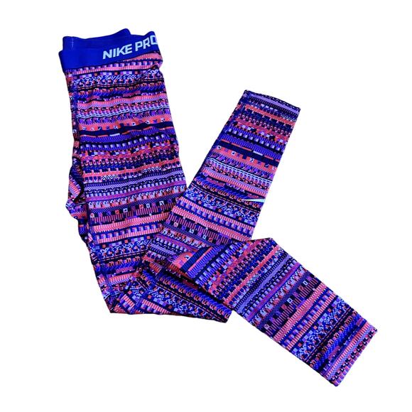 Nike Pro Nordic Legging Womens Size Small Purple Pink Red Fleece Running - Picture 1 of 4